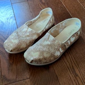 Toms Gold Embroidered Alpargata Flats